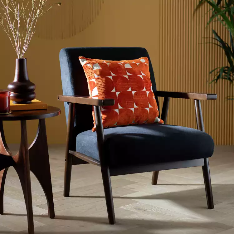 Habitat Jaquard Effect Cushion - Orange - 43x43cm