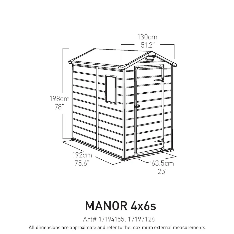 Keter Manor 46 Tuinhuis - 130x192x198 cm - Antraciet