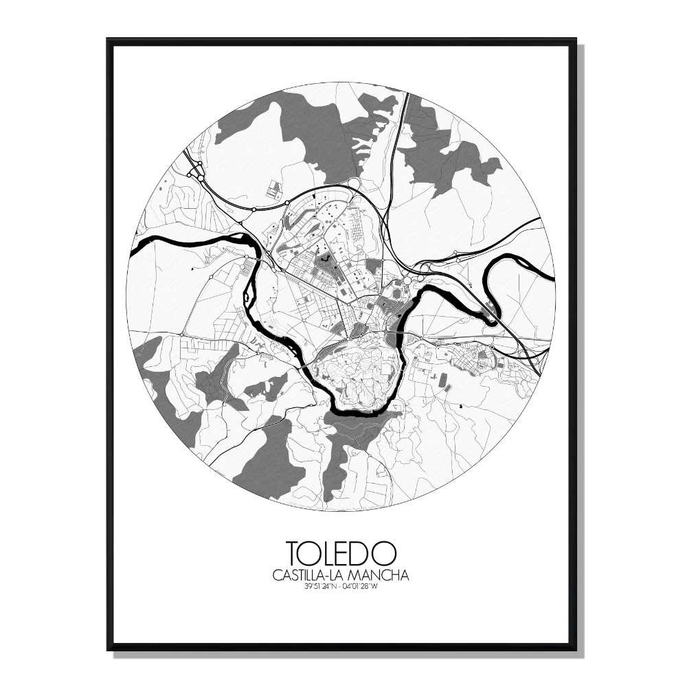 - Affiche Tolède Carte ronde 40x50