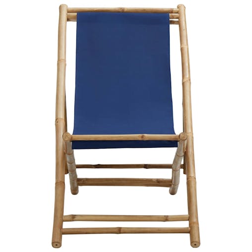 NNEVL Deck Chair Bamboo and Canvas Navy Blue