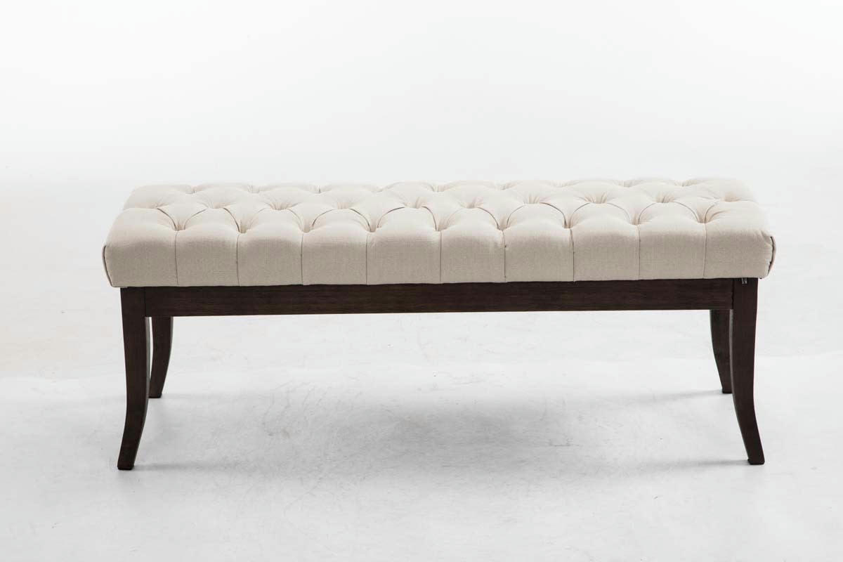 RAMSES - Banquette avec pieds en bois assise en tissu Crème