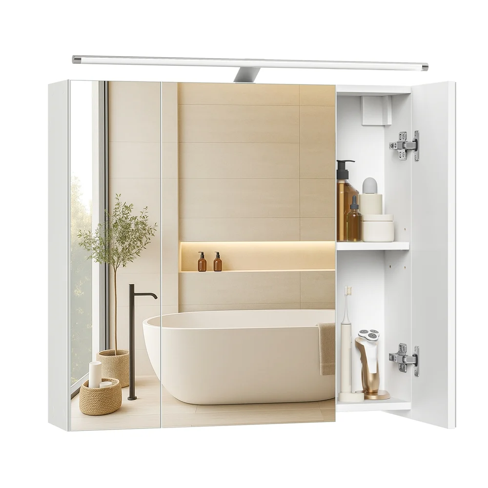 Armoire murale trois portes miroir avec éclairage