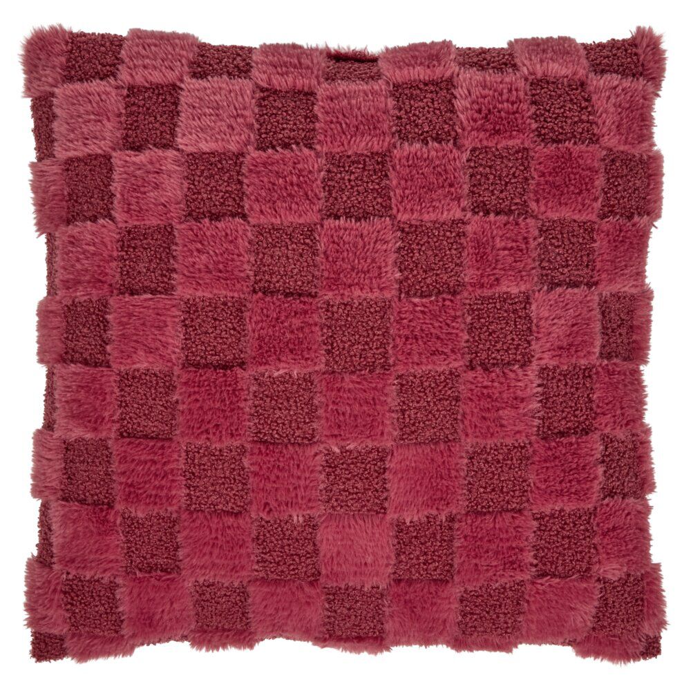 Coussin carré damier ton sur ton 45x45cm (2 modèles rouge ou vert)
