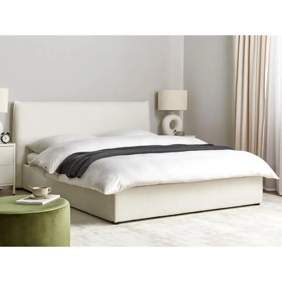 LAVAUR - Bed met opbergruimte - Off-white - 160 x 200 cm - Boucl&eacute;