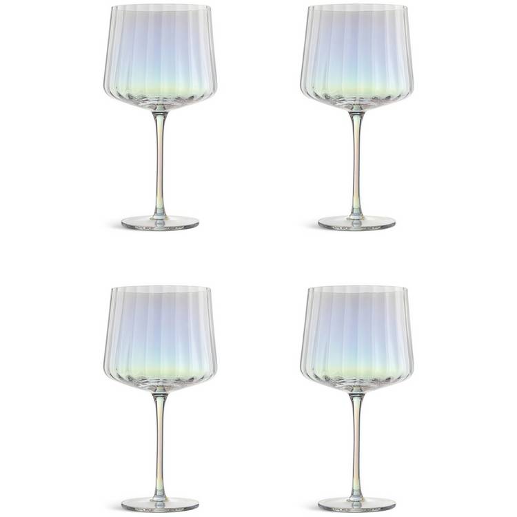 Habitat Iridescent Lustre Fluted Set of 4 Gin Glass