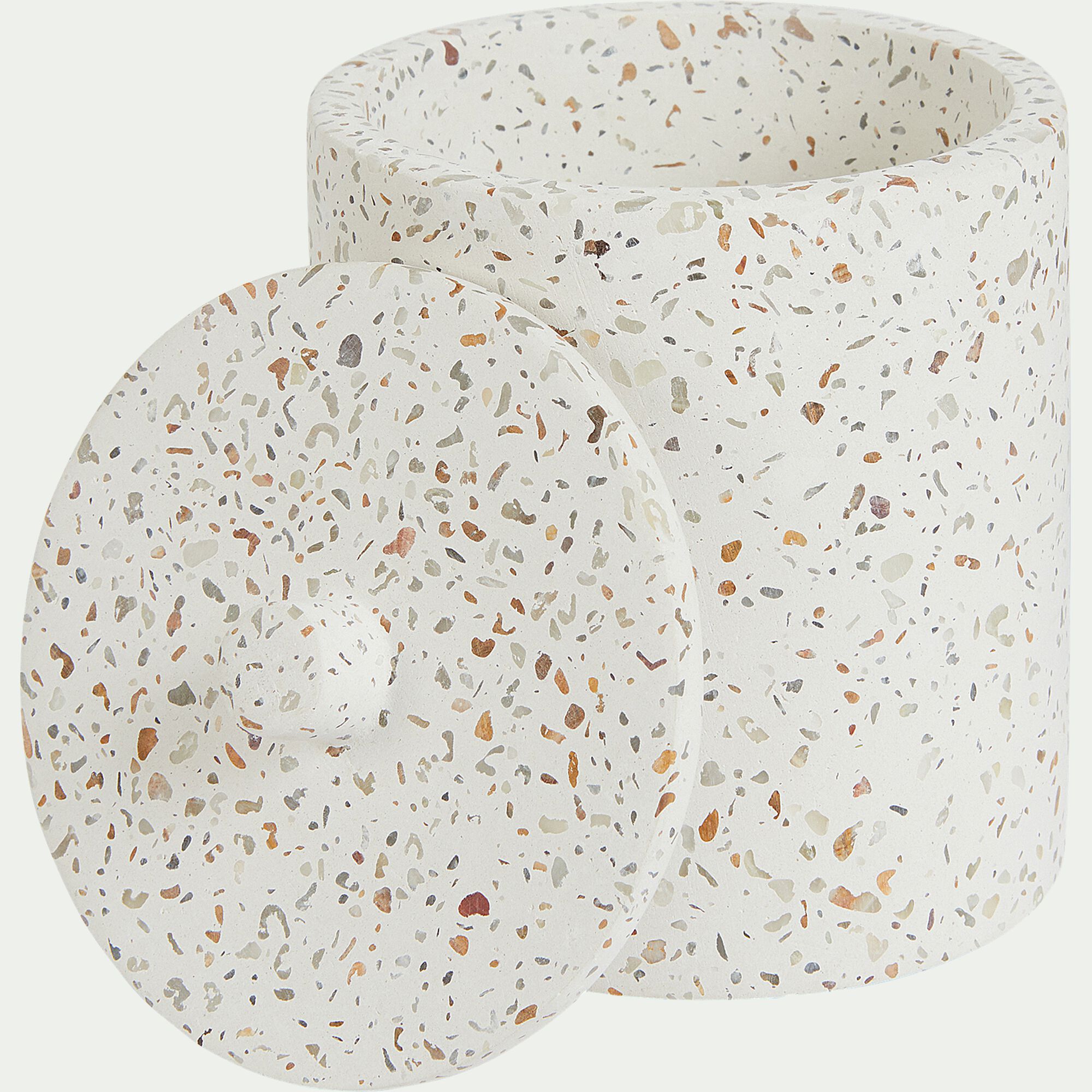 TERRAIO - Pot à coton en terrazzo H12,5cm - blanc