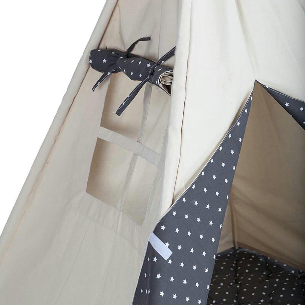 BARNA - Tipi enfant beige STARS gris