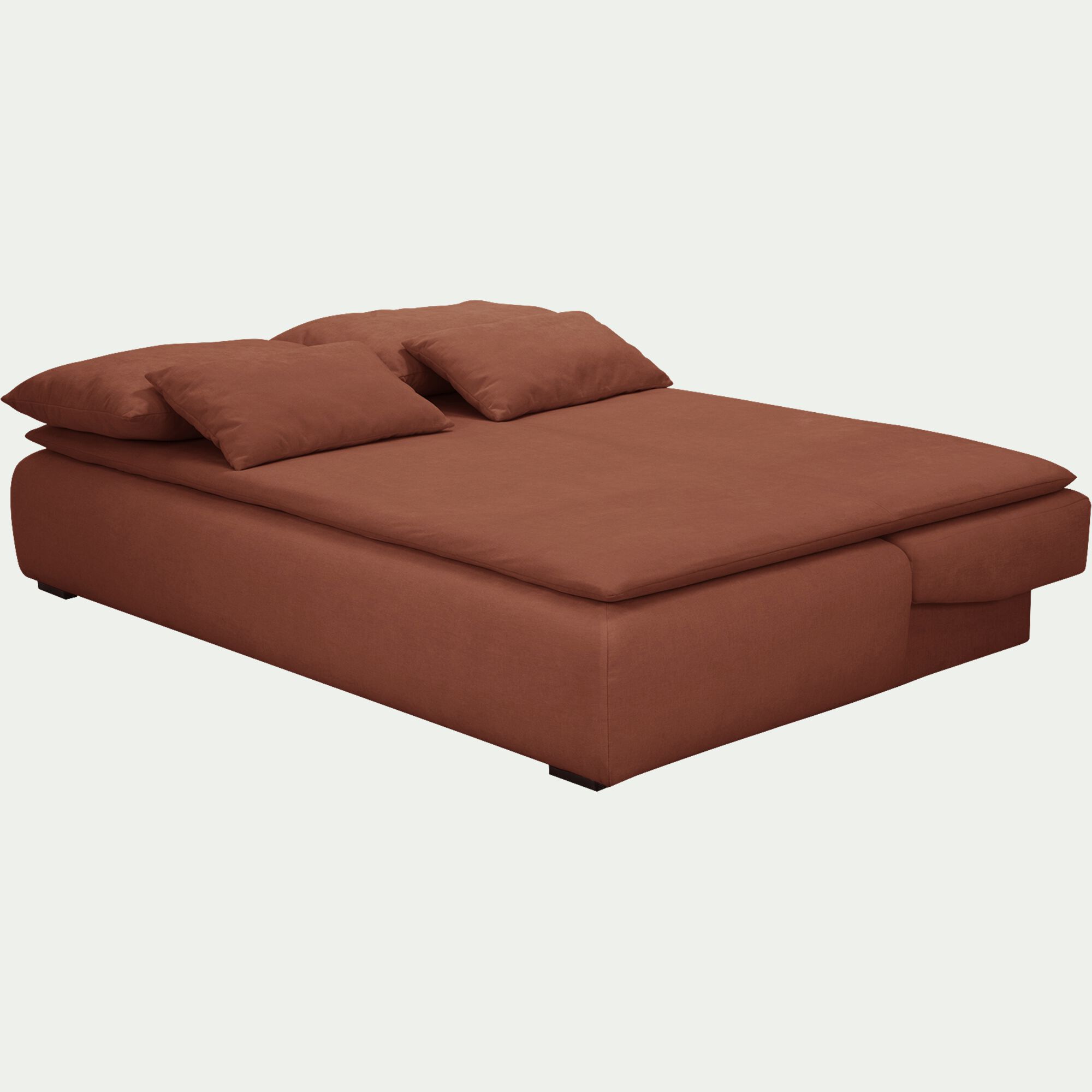 BACO - Canapé 3 places convertible en tissu wind - brun rustrel