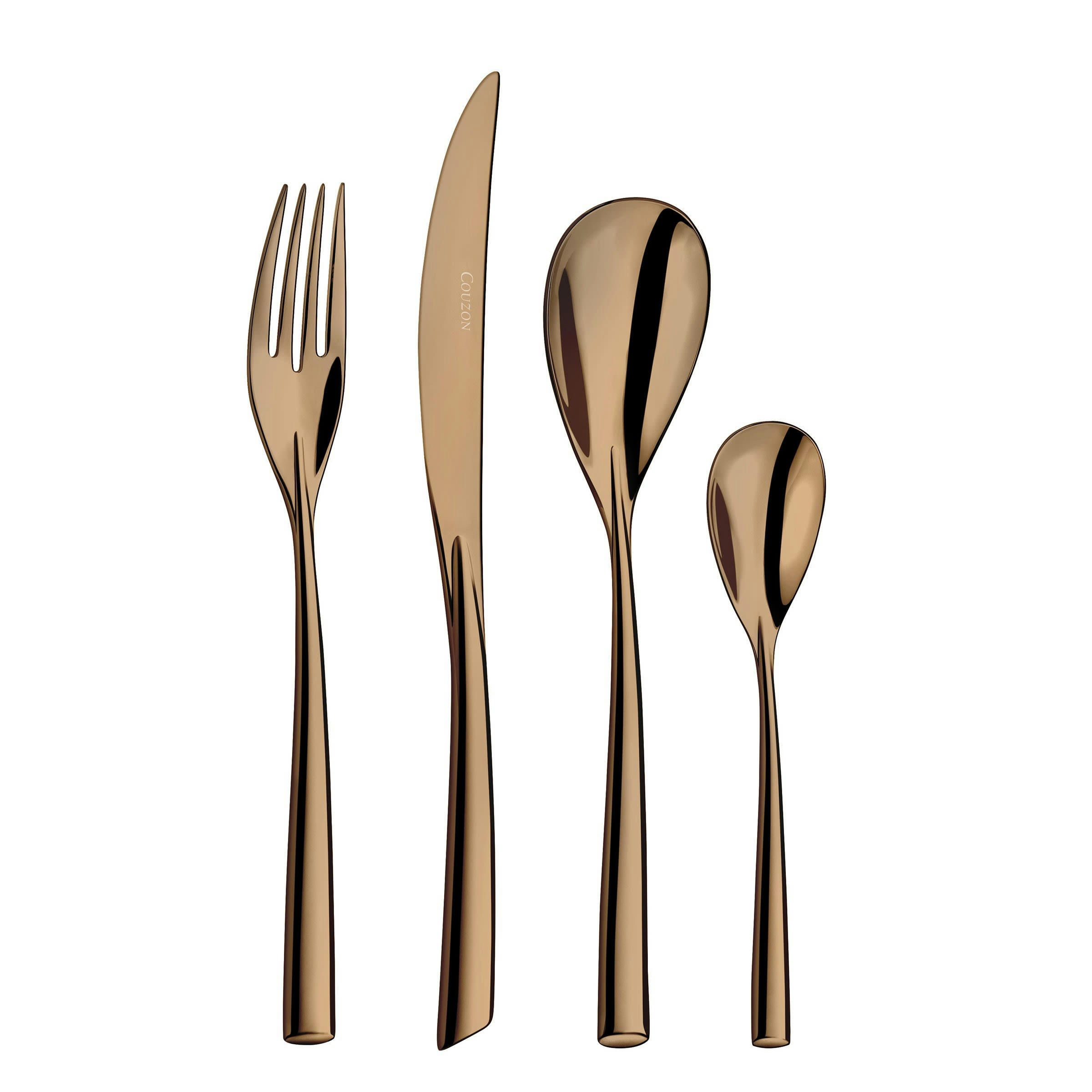 DISTINGO - Ménagère 24 couverts en Acier Inoxydable + PVD Cuivre