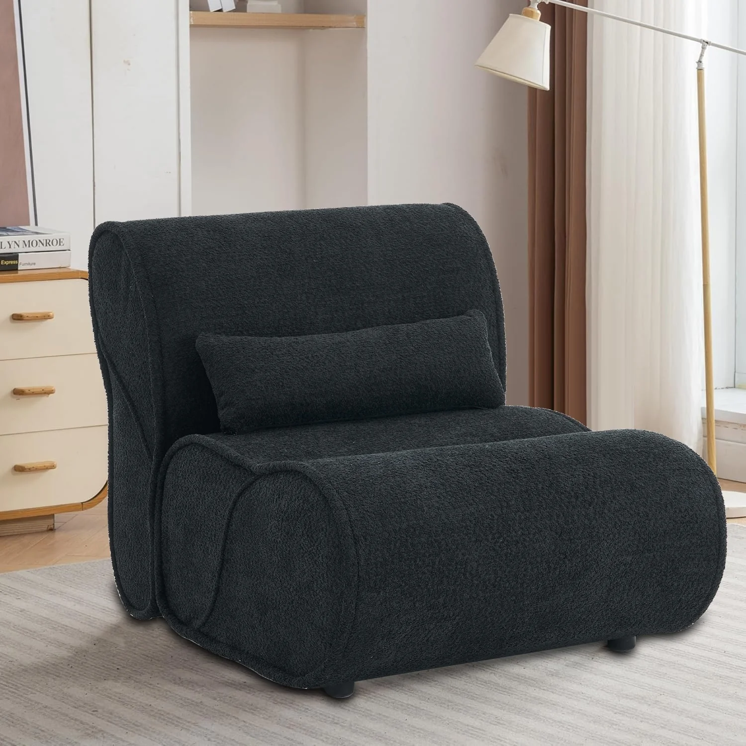 Modern Minimalist Fabric Upholstered Armless Reception Chair