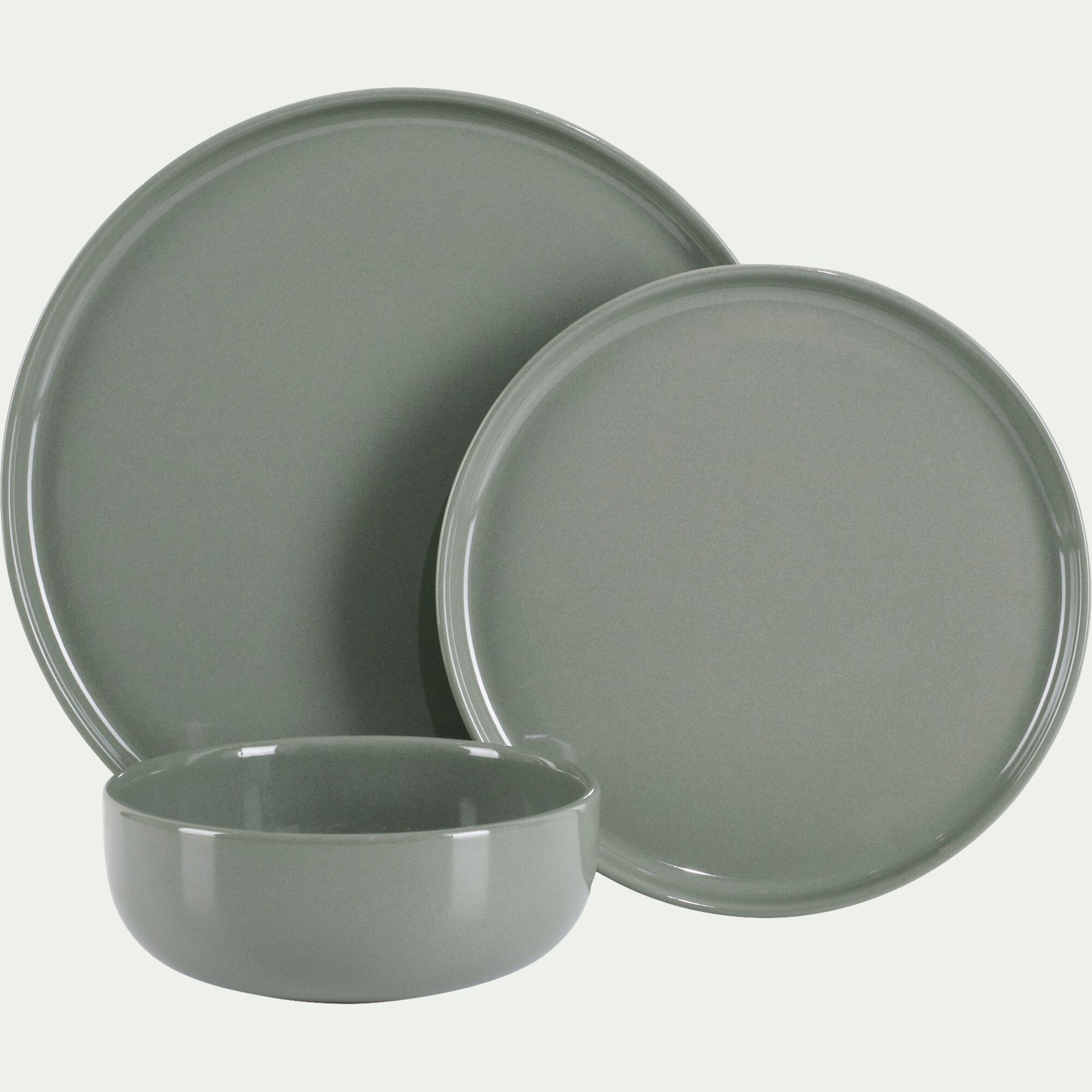 SELMA - Assiette à dessert en faïence D22,3cm - vert cèdre