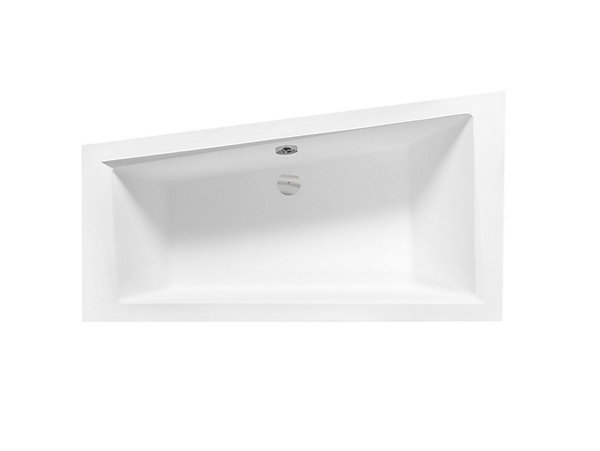 Baignoire asymétrique   tablier blanc   repose tête - INTIMA - 150 x 85 cm - Droite