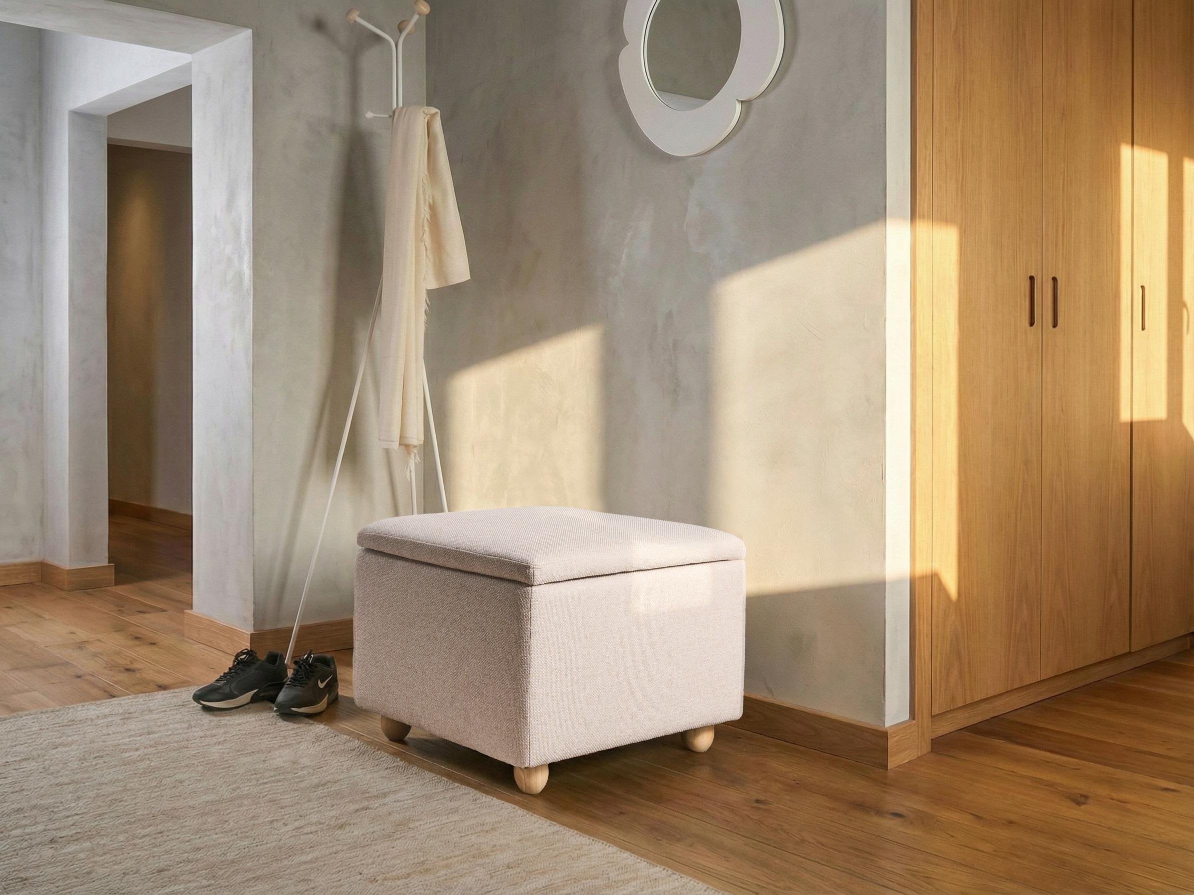 Storage Pouffe FERNDALE Fabric Beige