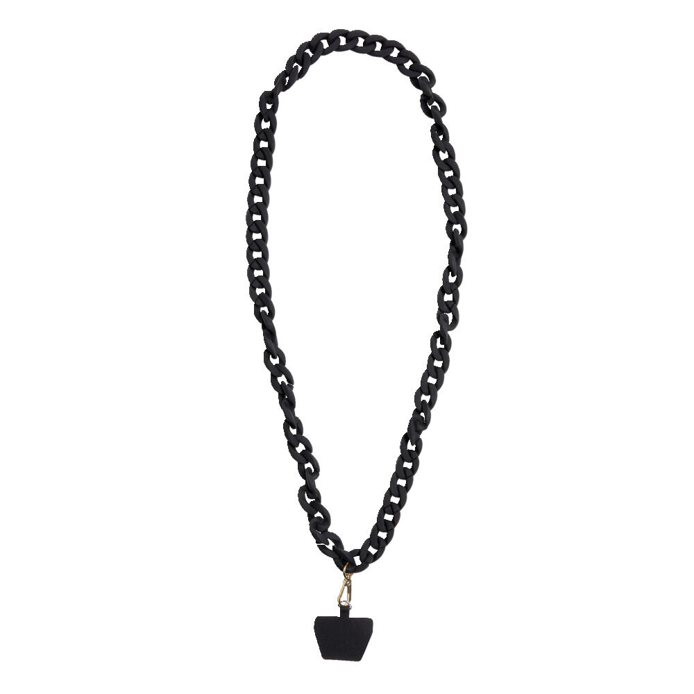 Bijou chaÎne de téléphone maille en plastique noir L120cm