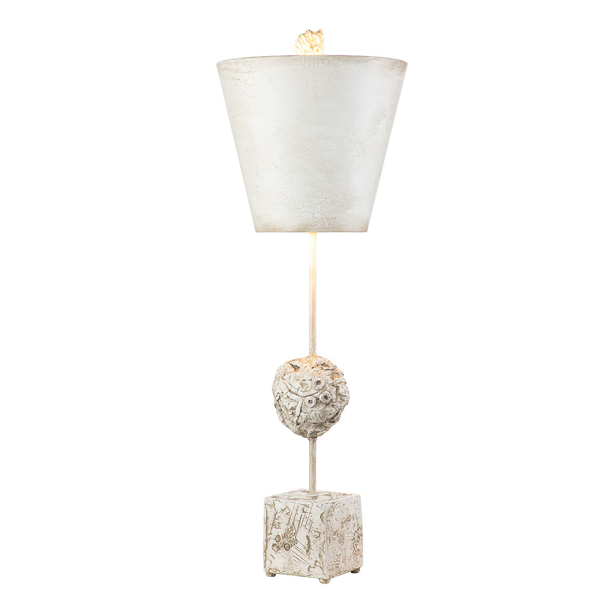 Lampa stołowabiały postarzany Petra 1xE27x60W wys:73,7cm Flambeau