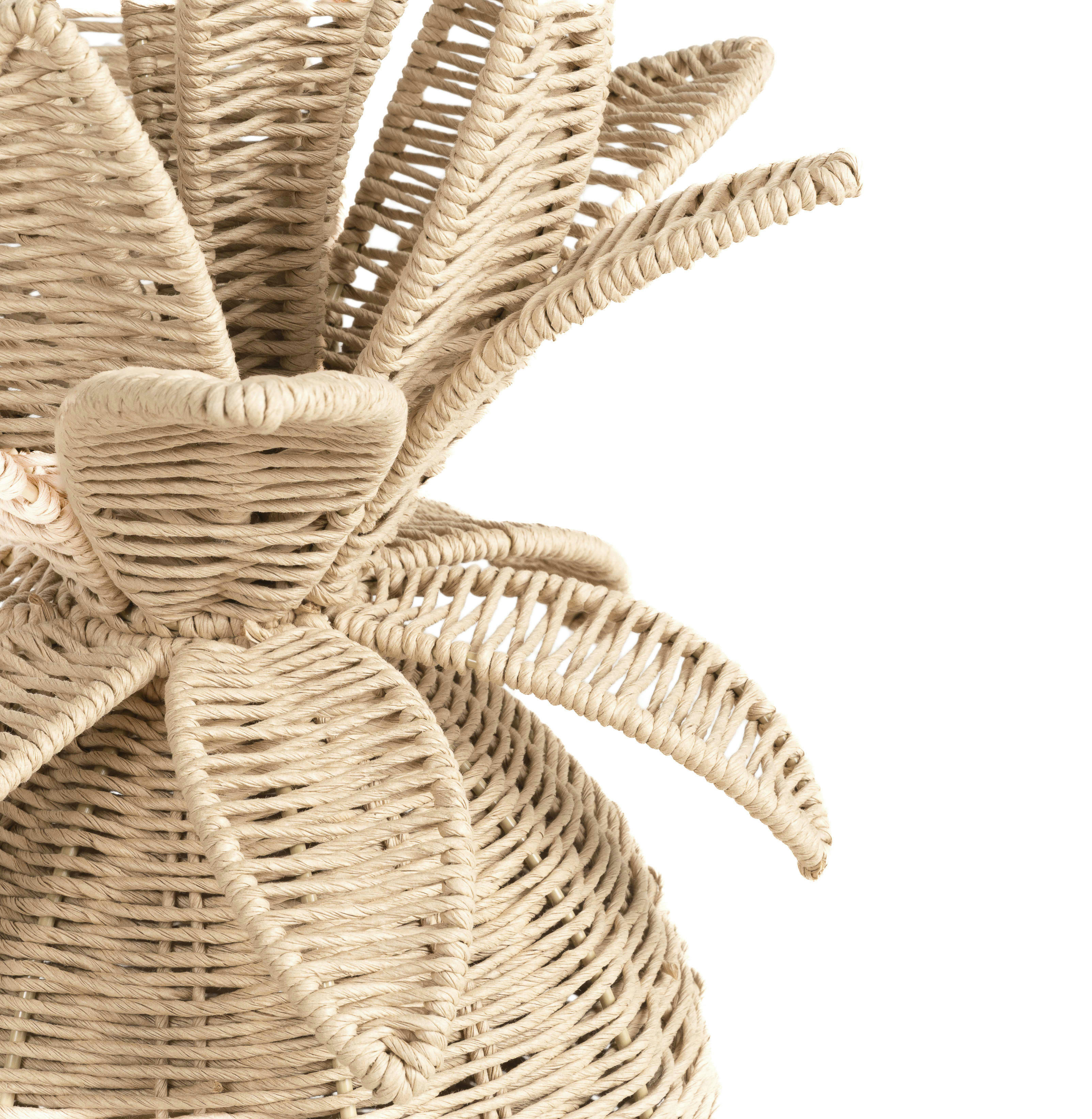 - Statue ananas en métal et papier tressé beige H46