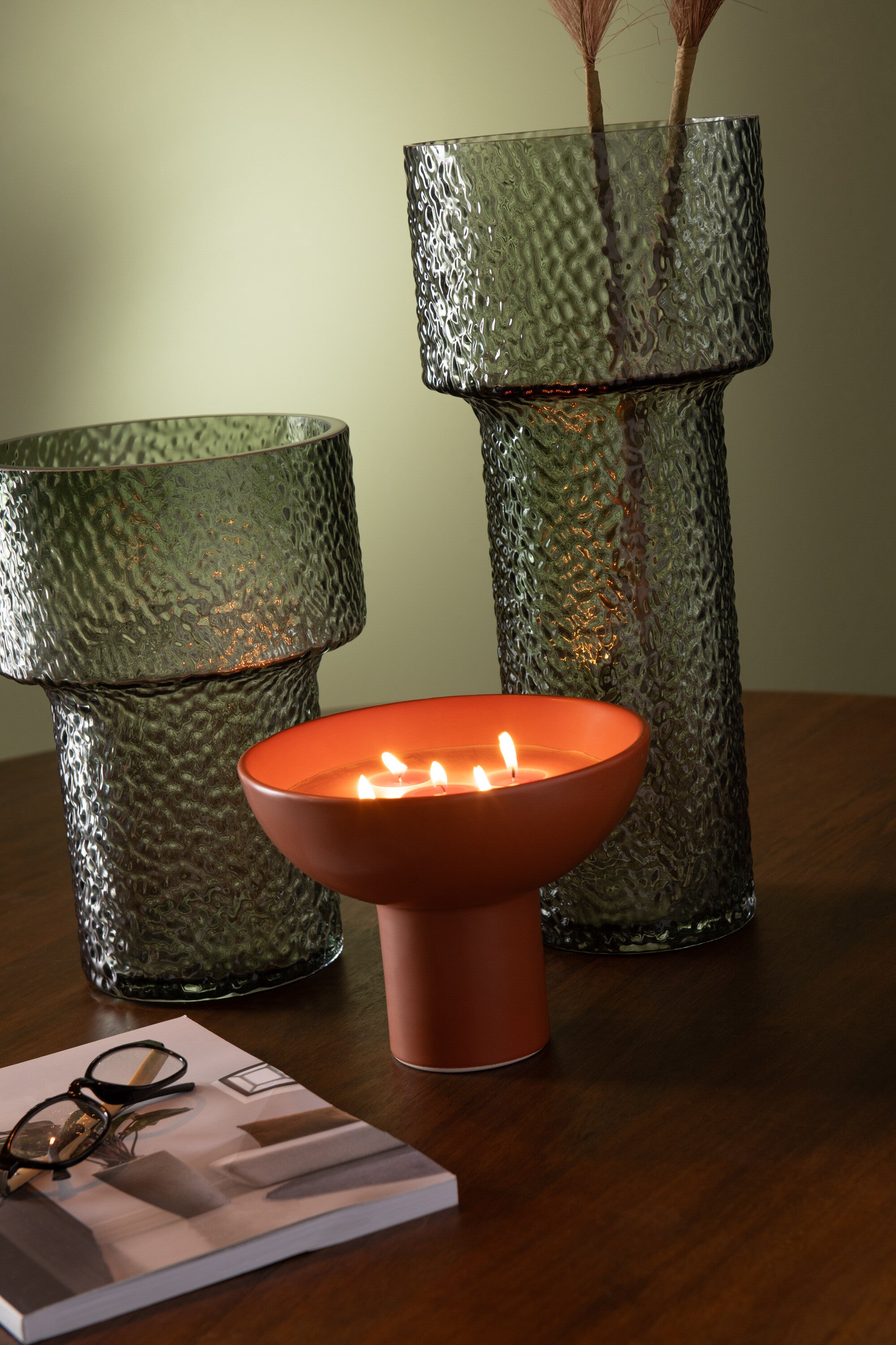 J-Line vaas Betty - glas - groen - small - 30 cm hoog