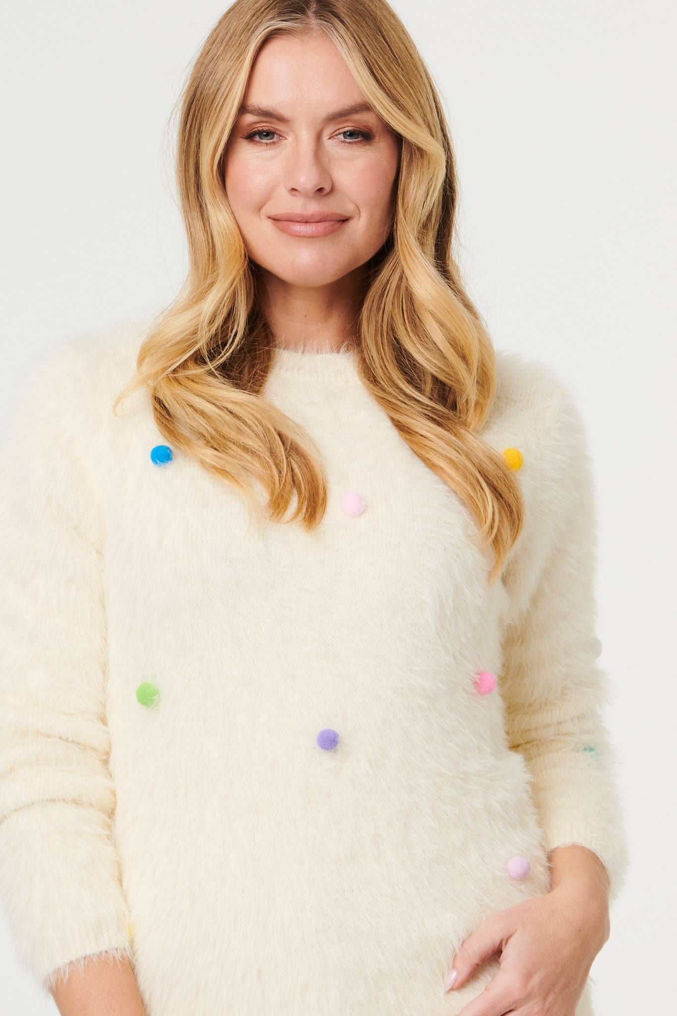 Izabel London Soft Texture Polka Dot Detail Jumper