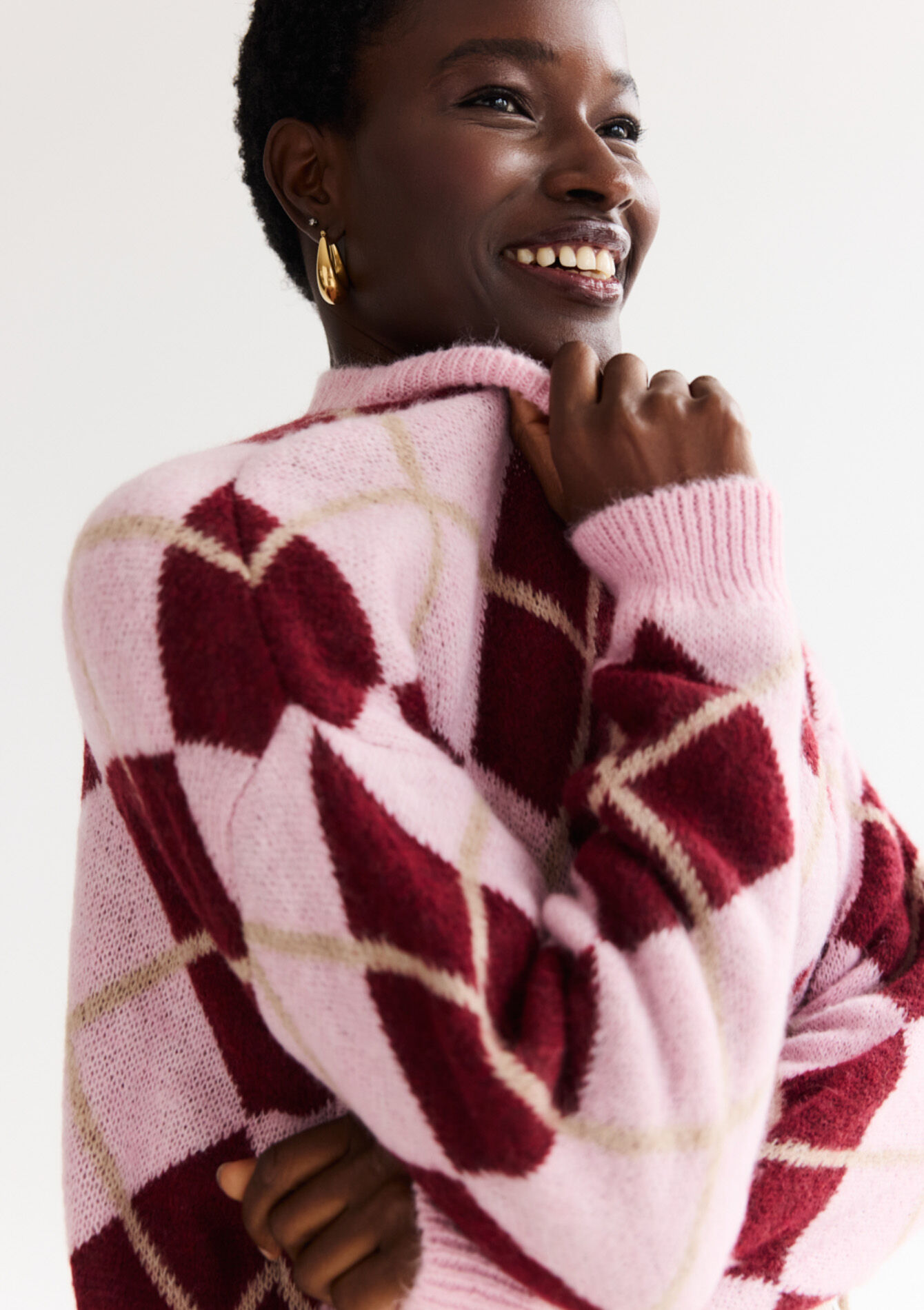 Gebreide trui met ruitmotief