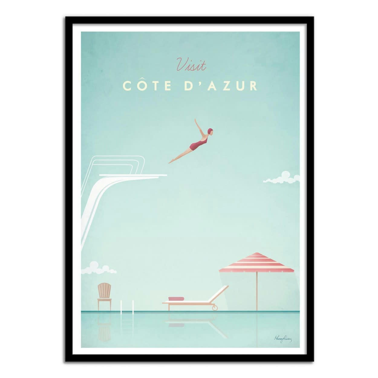 HENRY RIVERS - VISIT COTE D'AZUR - Affiche d'art 50 x 70 cm
