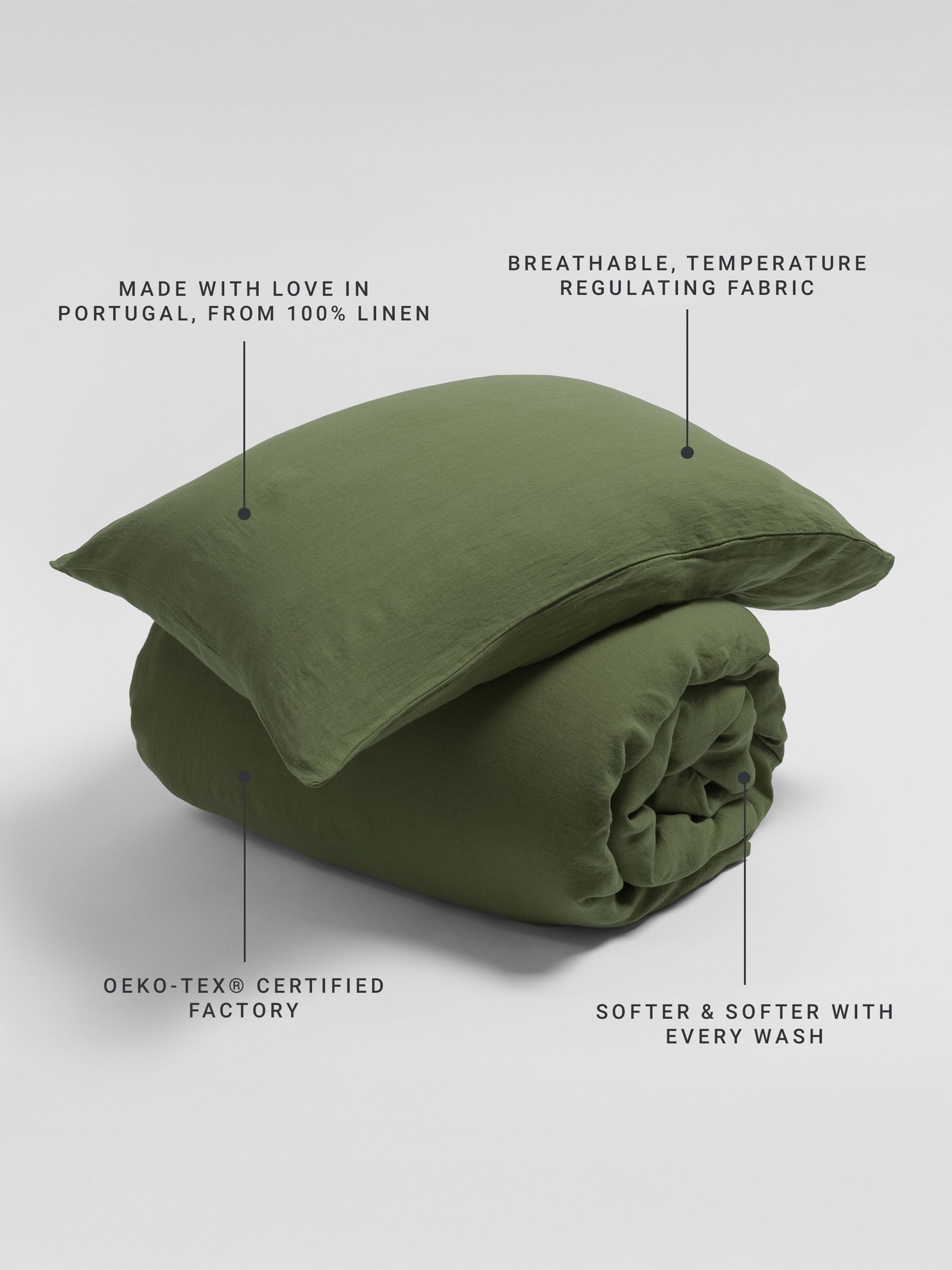 Secret Linen Store Olive Green Linen Duvet Cover