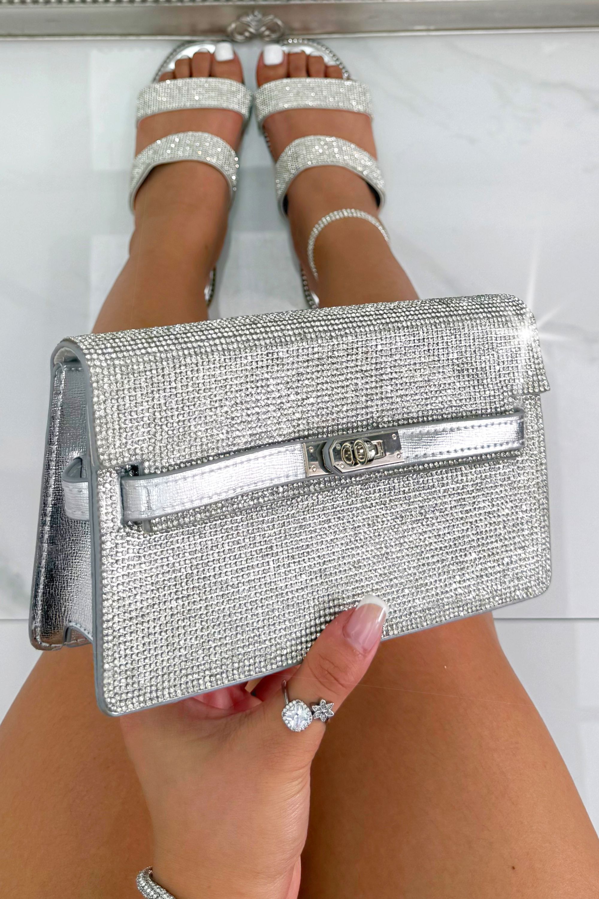 Love Lemonade Crystal Rhinestone Chain Strap Evening Clutch Bag