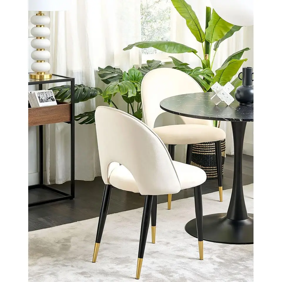 MAGALIA - Eetkamerstoelen set - Beige - Fluweel