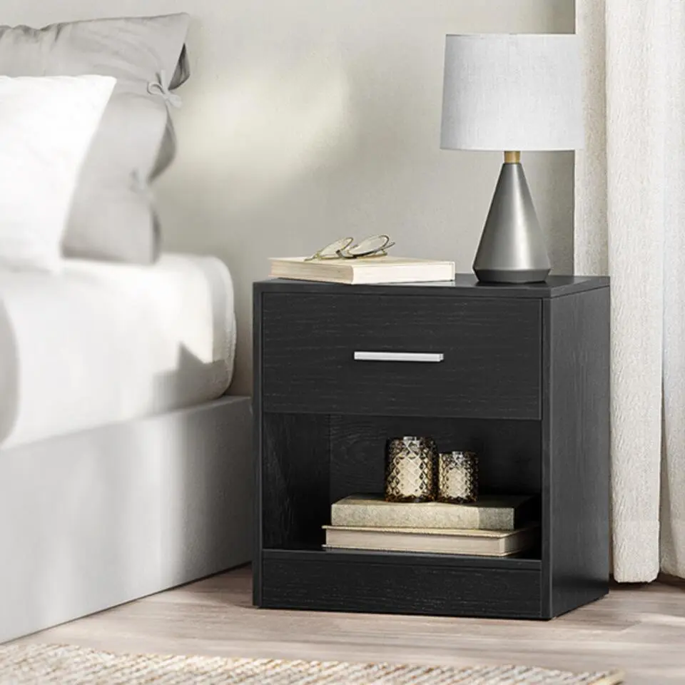 Nachtkastje - Nachtkast - 41 x 39 x 28 cm - Nachtkastje met Lade - Zwart