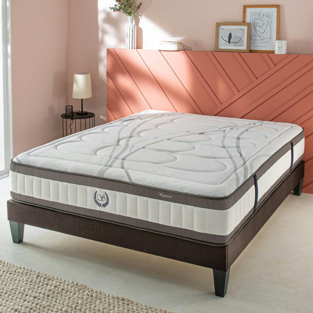 SIGNATURE - Ensemble Matelas à Ressorts ensachés et sommier 160x200