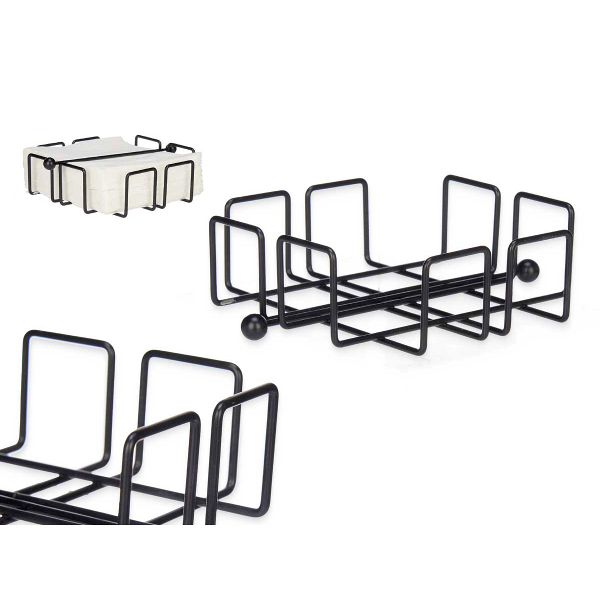 Porta guardanapos preto em metal