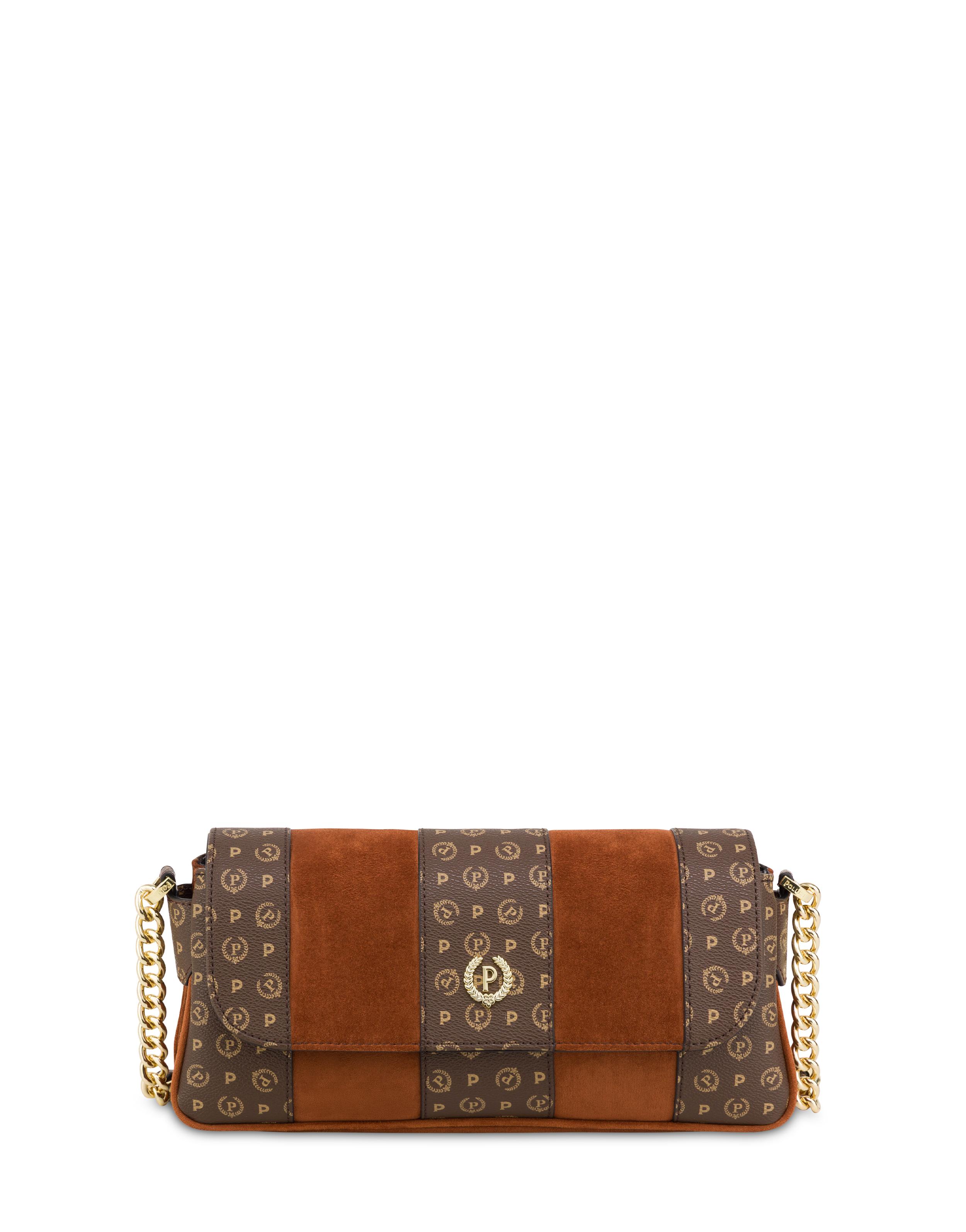 Borsa A Spalla Interplay In Fabric Suede Ed Heritage Pvc Tan/marrone