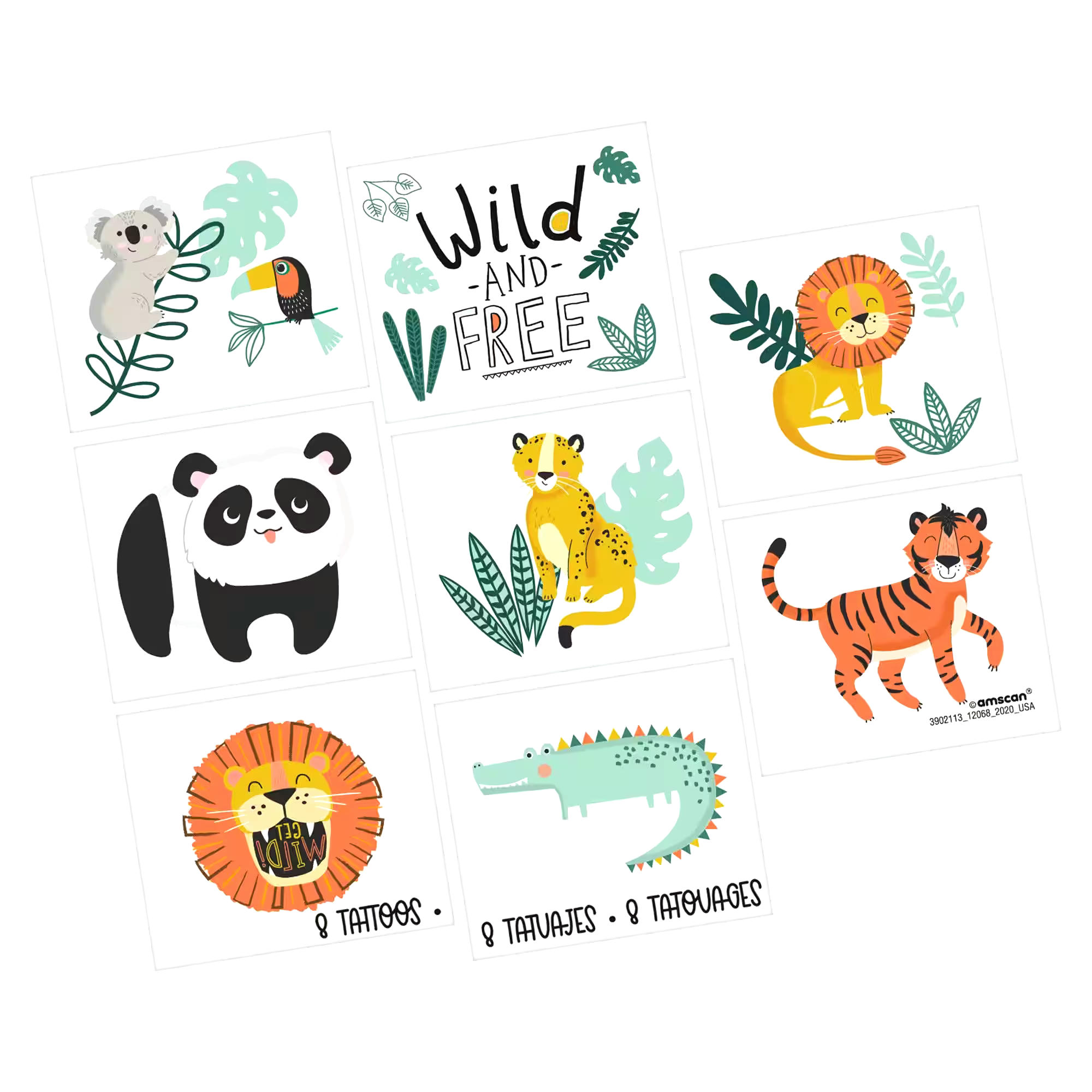 Get Wild Jungle Birthday Temporary Tattoos, 8-pc