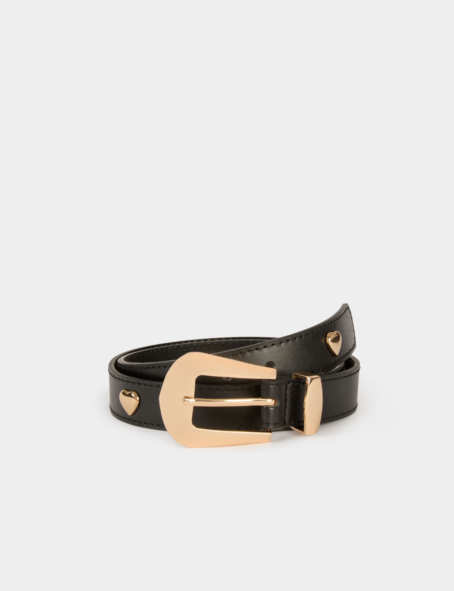 Thin Faux Leather Belt Black Women