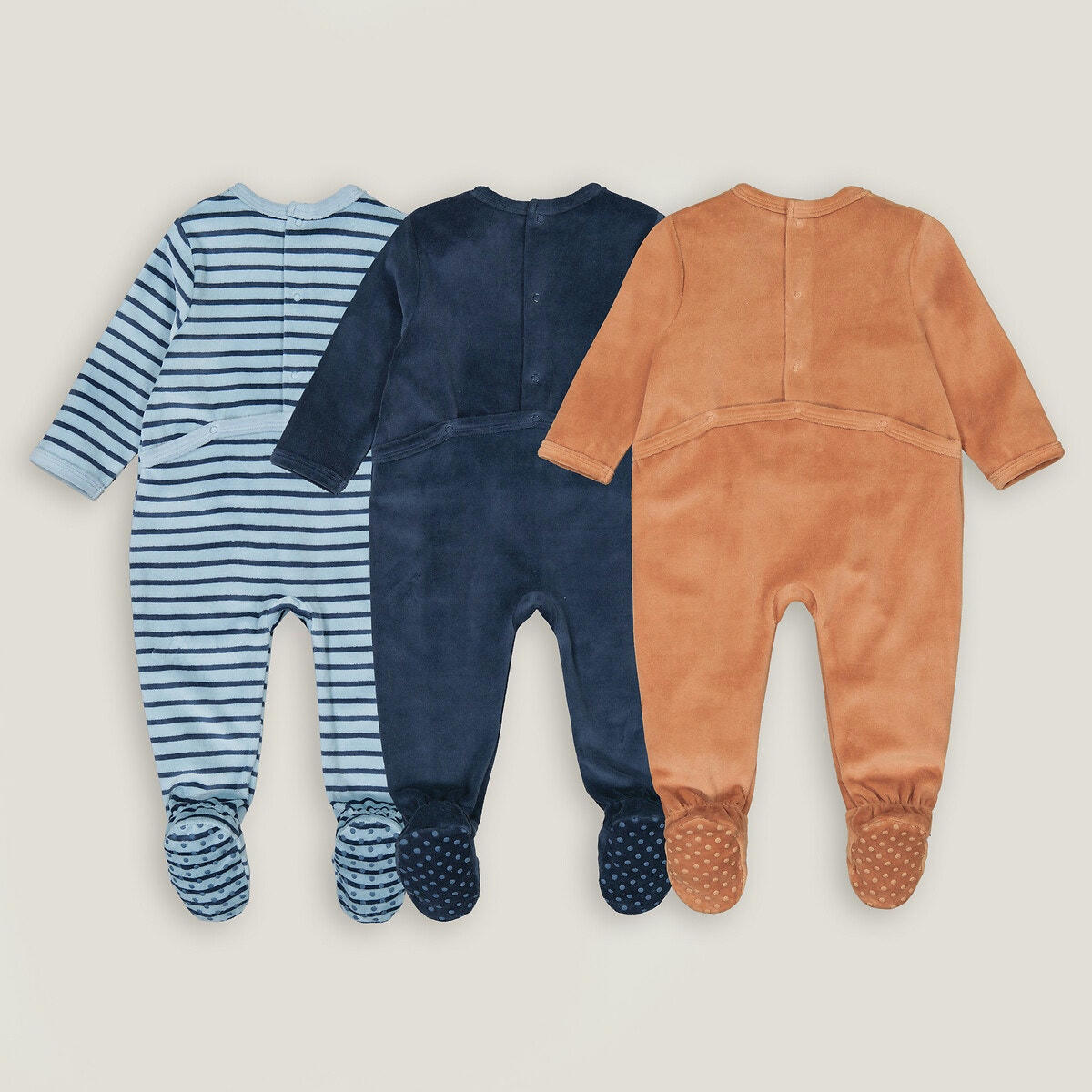 Lot de 3 pyjamas 1 pièce en velours