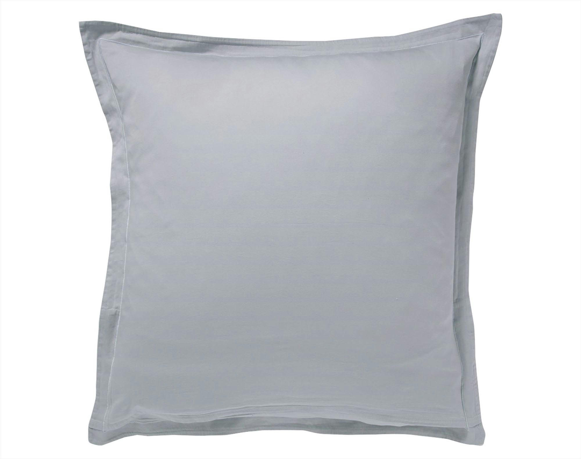 SATIN RAYE/UNI - Taie volant 50x70 gris perle en coton