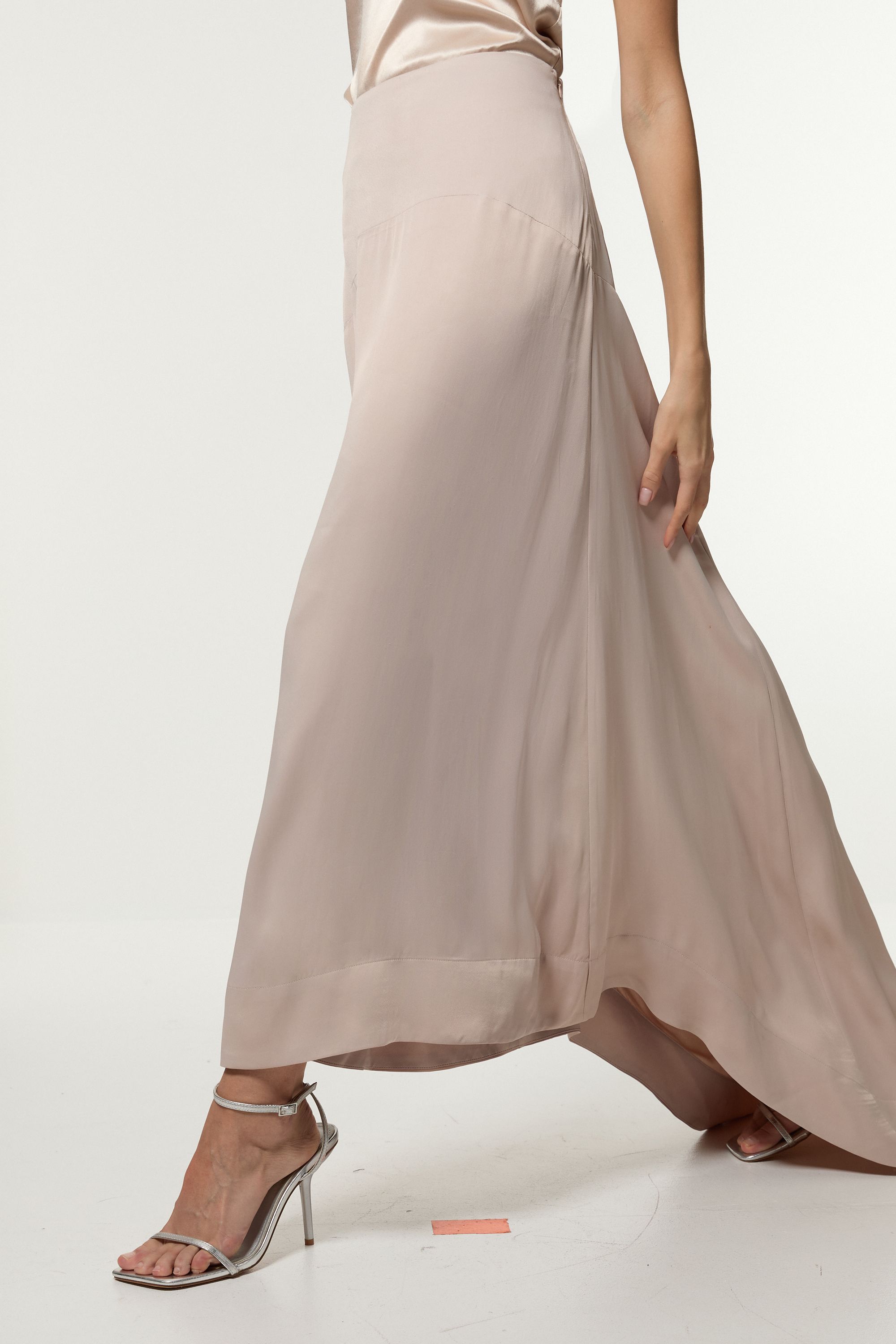 KarenMillen Viscose Satin Panelled Train Maxi Skirt