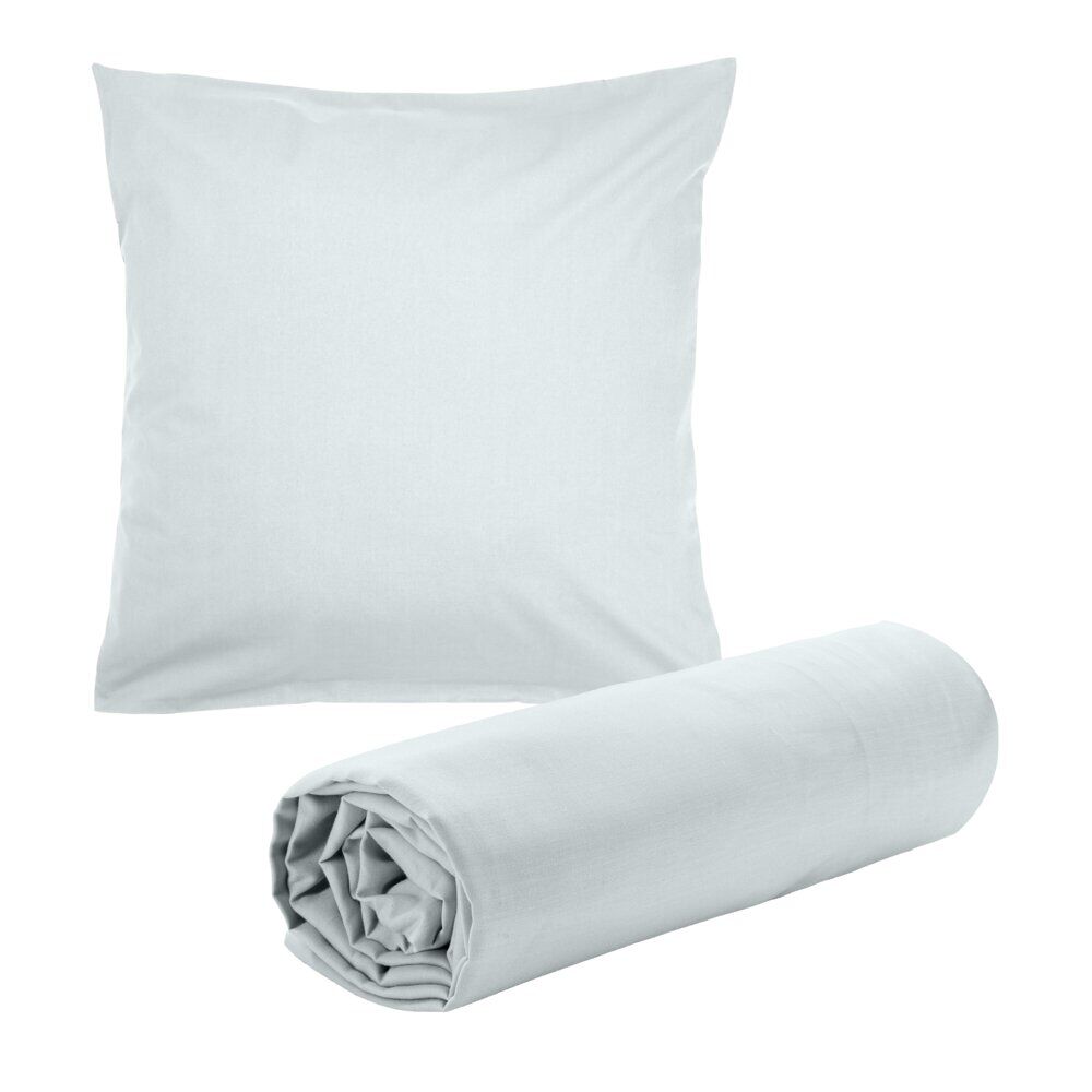 Drap housse 90x190cm avec 1 taie oreiller 63x63cm uni (3 modèles)