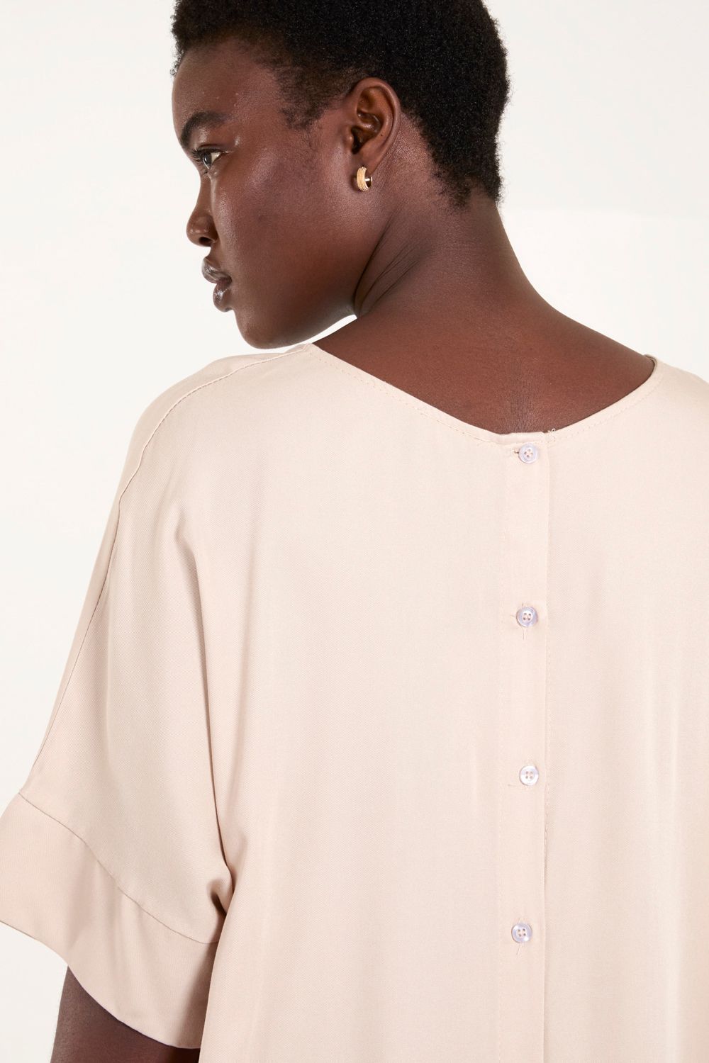 Blue Vanilla Button Back Viscose Top
