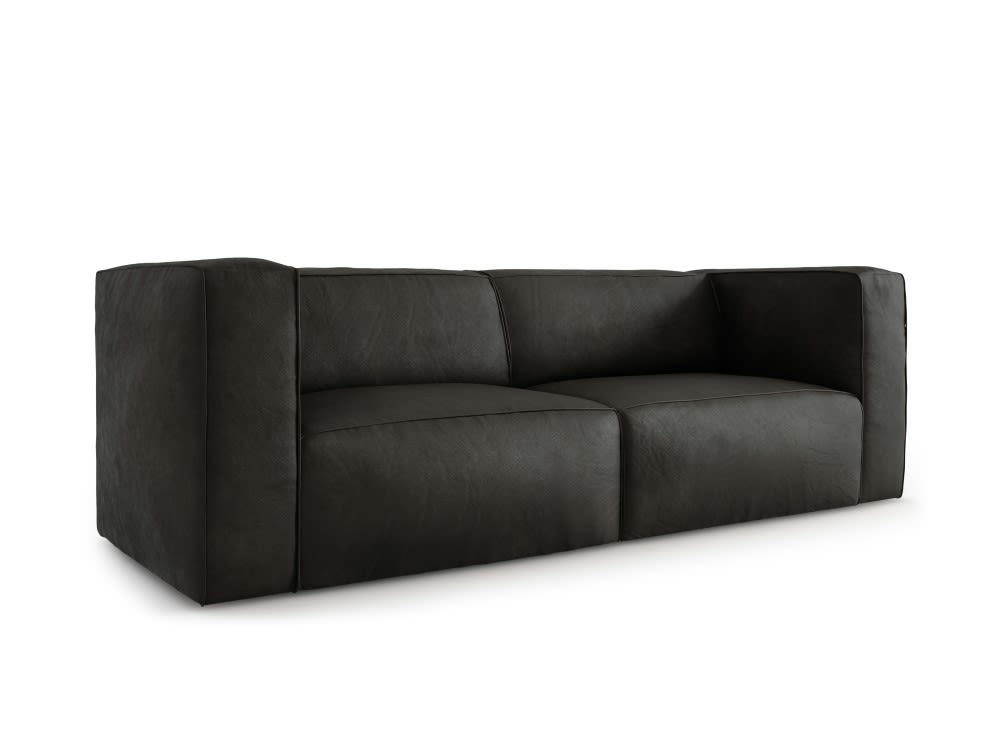 MUSE - Canapé 3 places en cuir noir