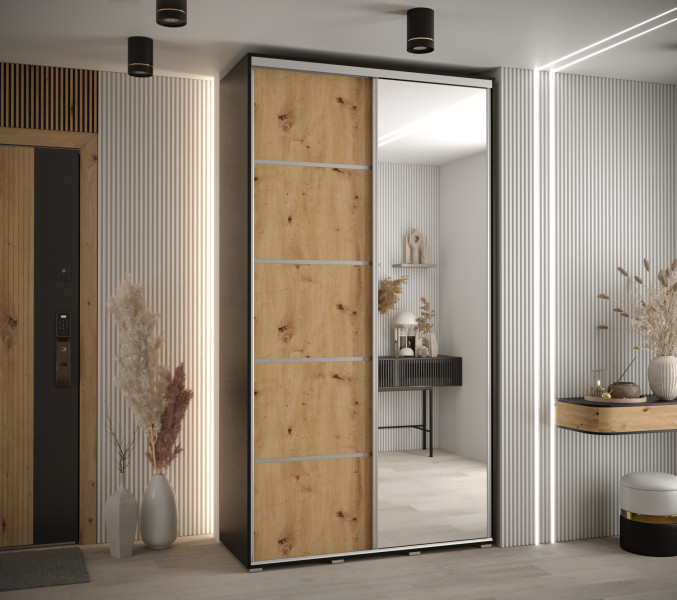 Szafa przesuwna 45 wysoka Davos 5 130 czarny artisan srebrny