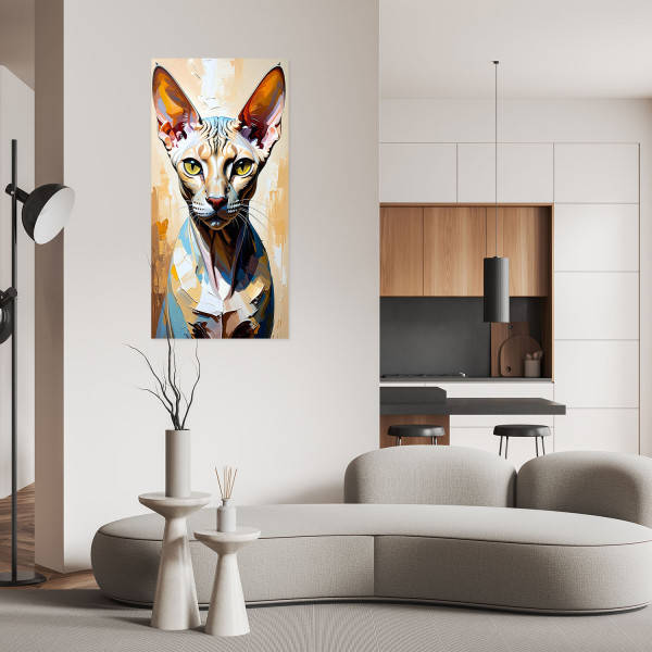 Naklejka samoprzylepna do salonu sypialni Feeby Sfinks Kolorowy Kot 40x80