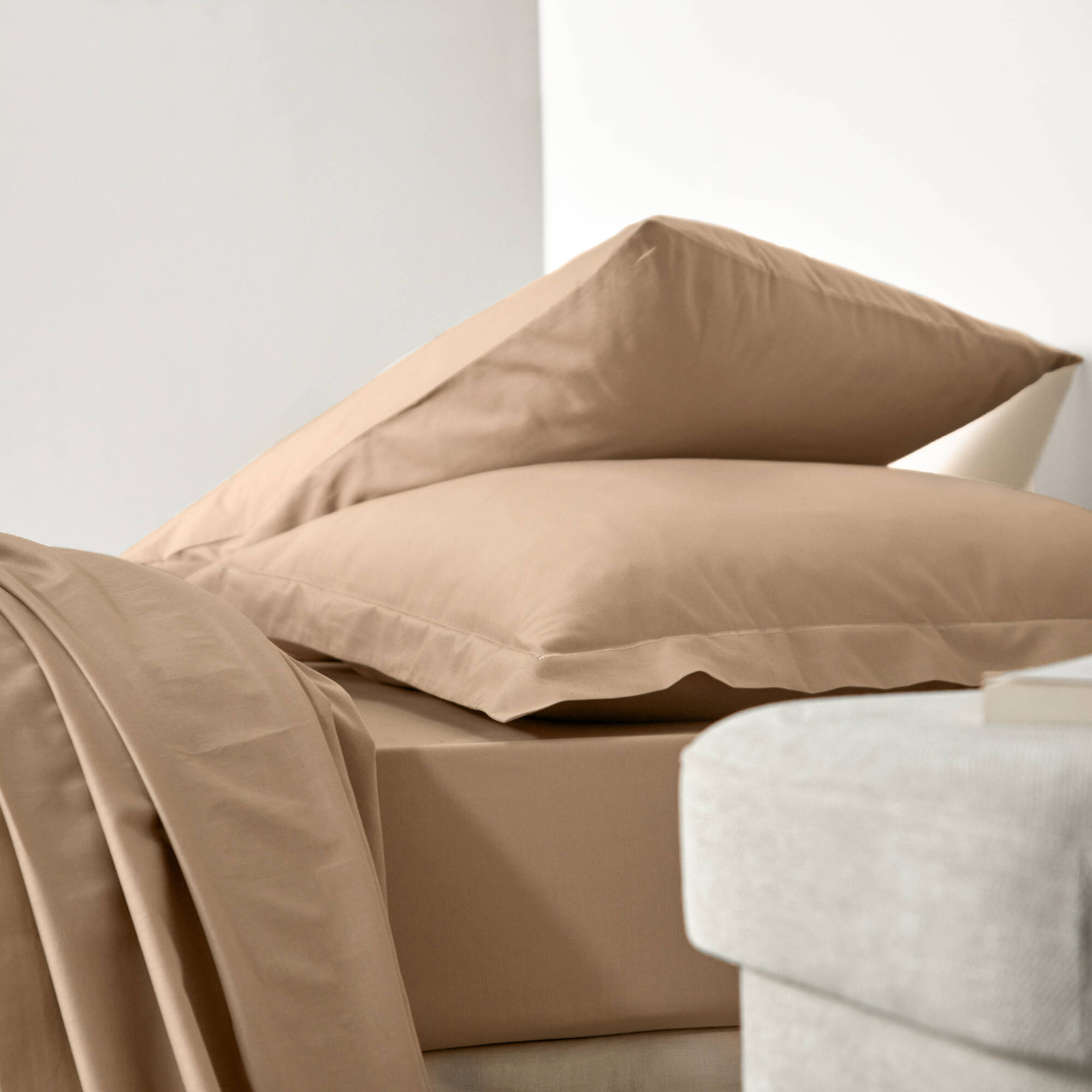 Linge de lit uni polyester-coton Colombine