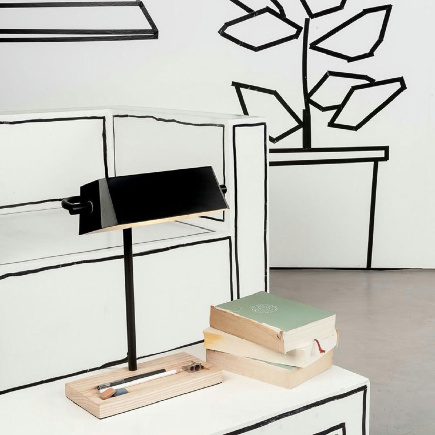 CAMBRIDGE - Lampe de bureau bois/métal noir H40cm