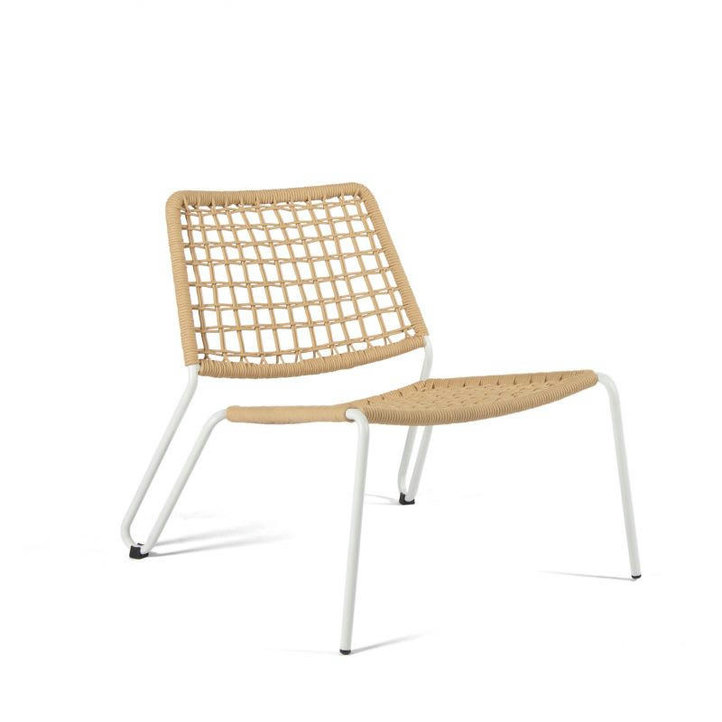SAMAR - Fauteuil de jardin détente en corde et acier naturel