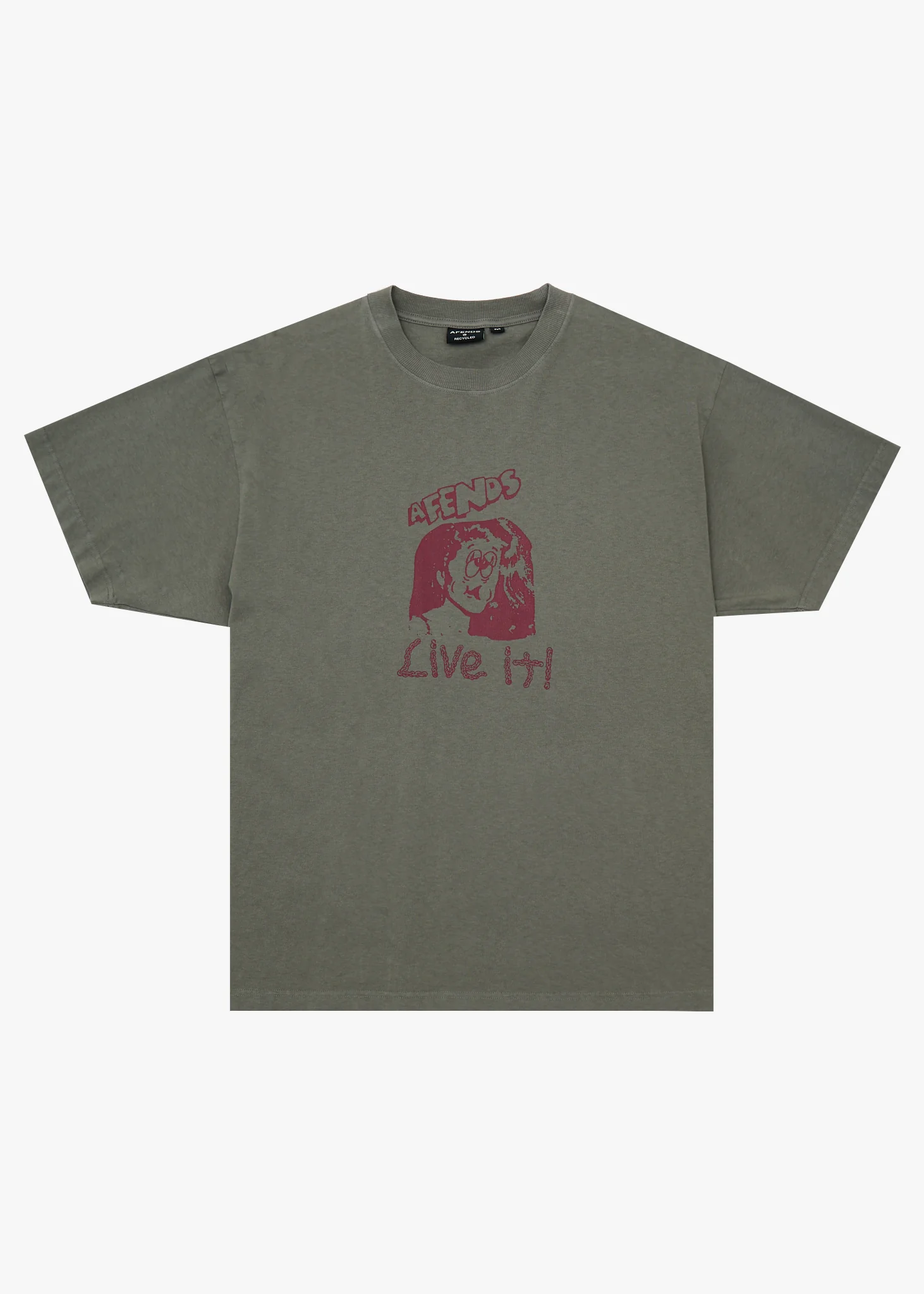AFENDS Mens Live It - Boxy Tee - Washed Sycamore