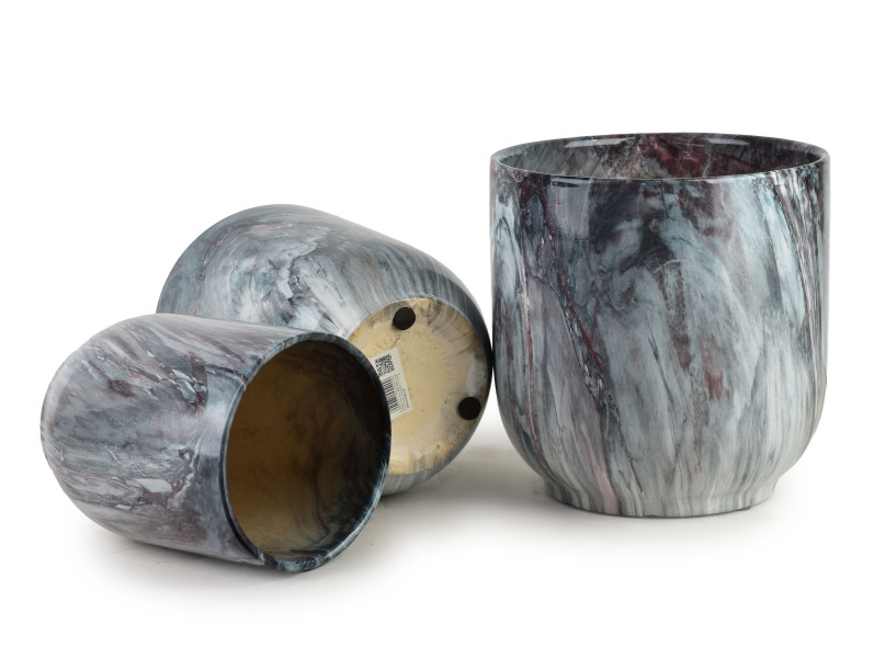 NEVA MARBLE Komplet 3 osłonek ceramicznych 29x29x30/23x23x26,5/19x19x24cm