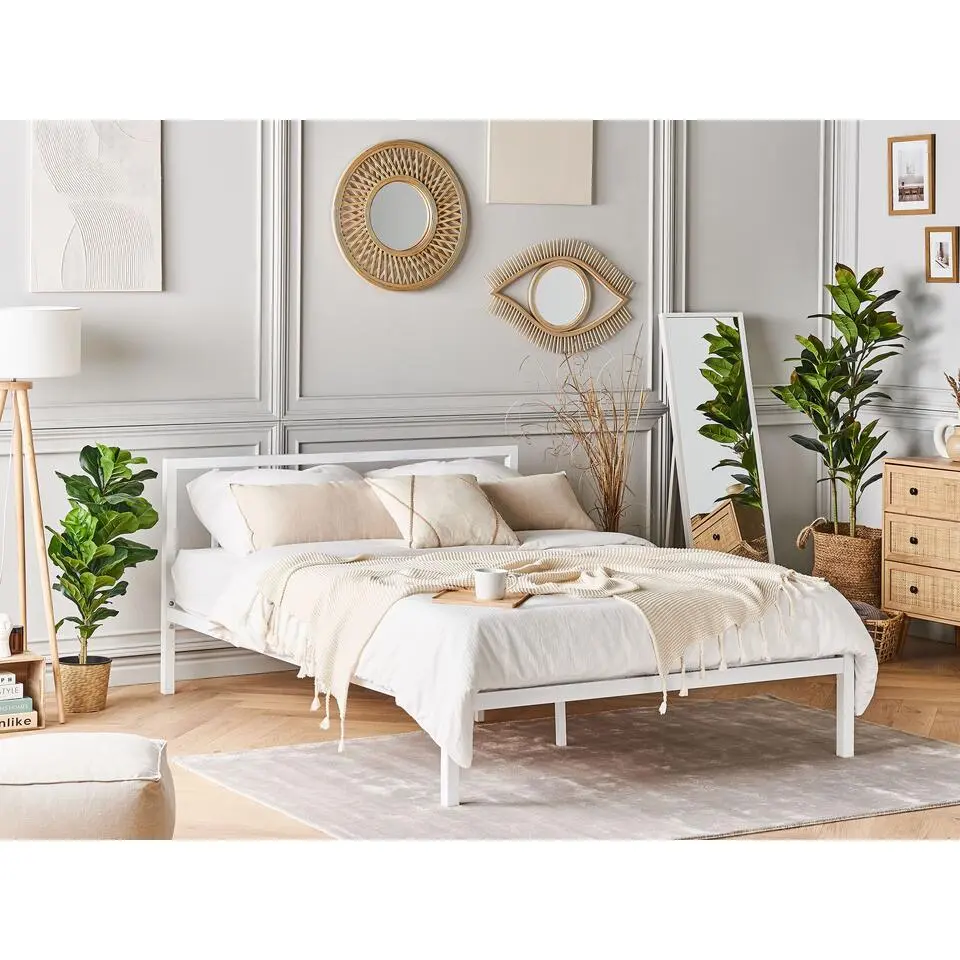 CUSSET - Tweepersoonsbed - Wit - 140 x 200 cm - Metaal