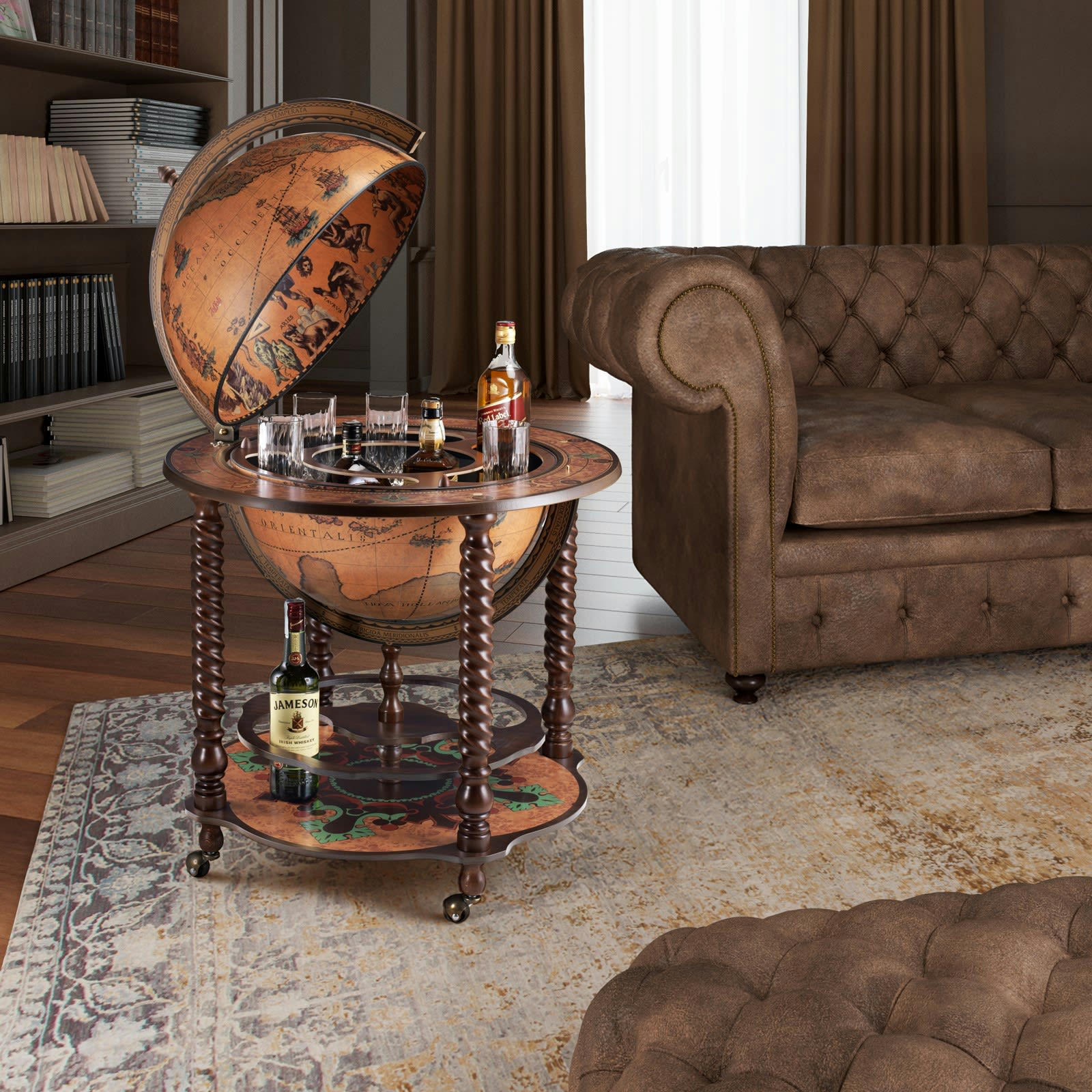 BACCO - Grand globe bar en style vintage D50cm