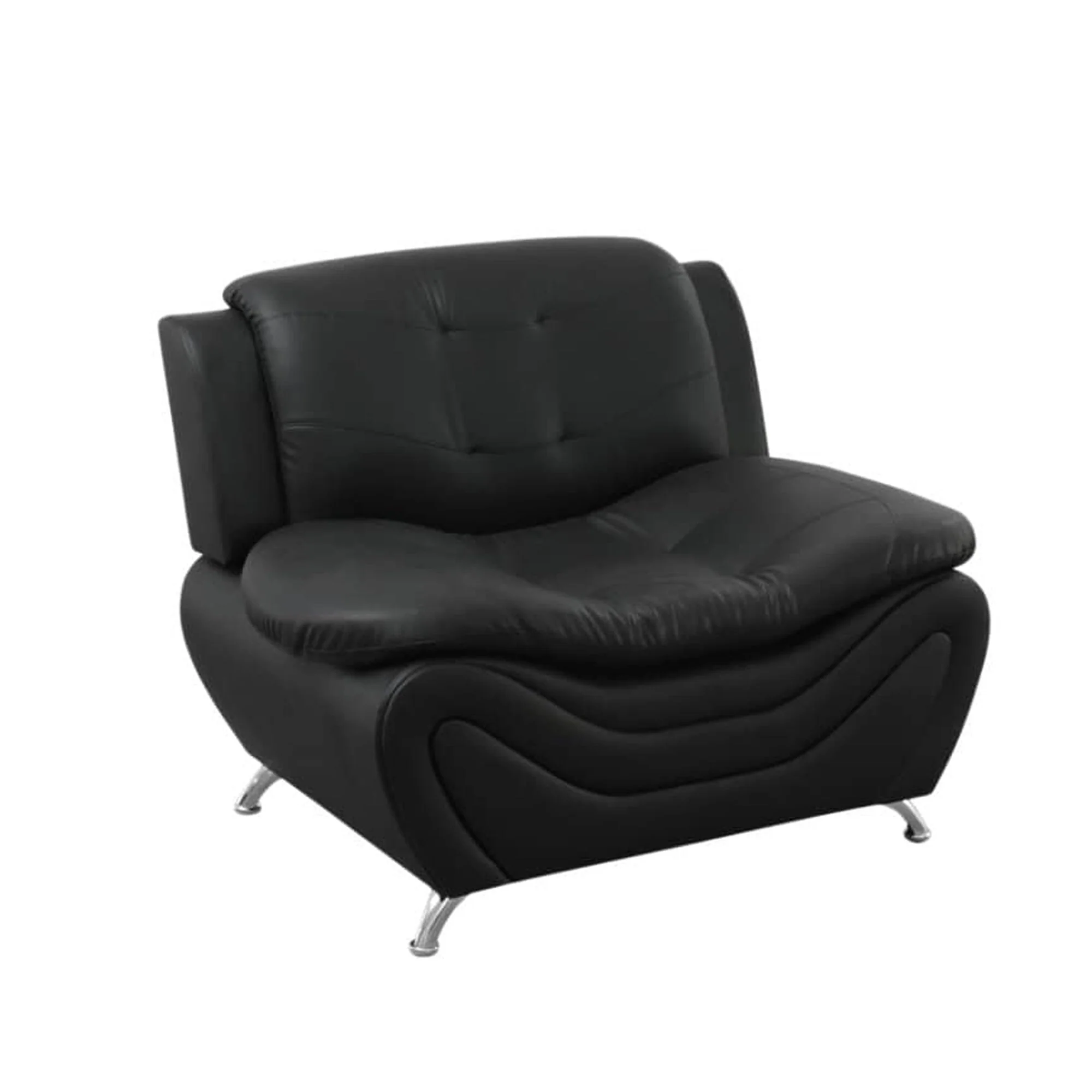 Black Faux leather 1 Seat Living Room Sofa