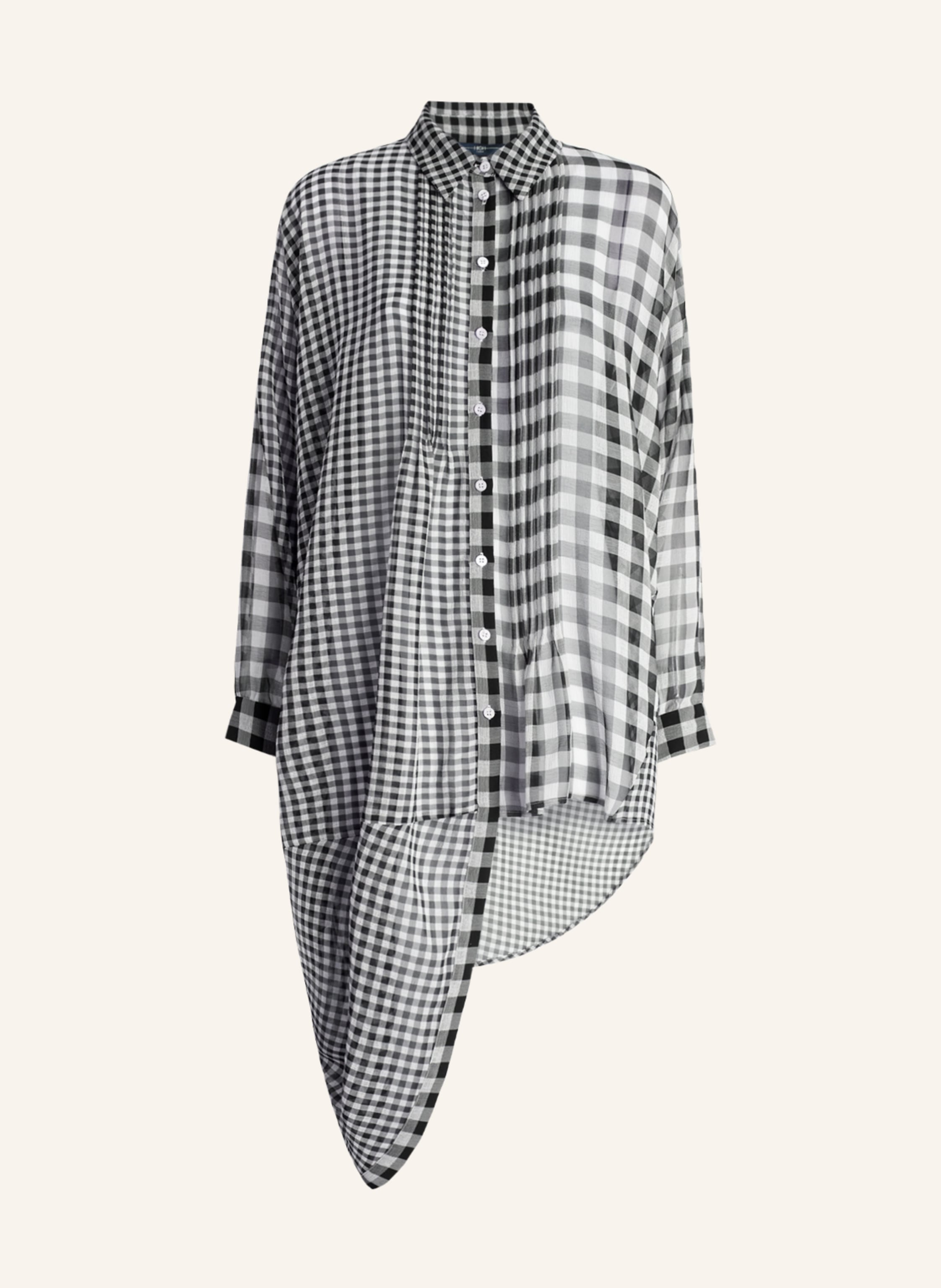 HIGH MUSKET - Asymmetrische Tunika aus schwarz-weißem Karo-Chiffon﻿